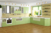 Кухня в свежо зелено